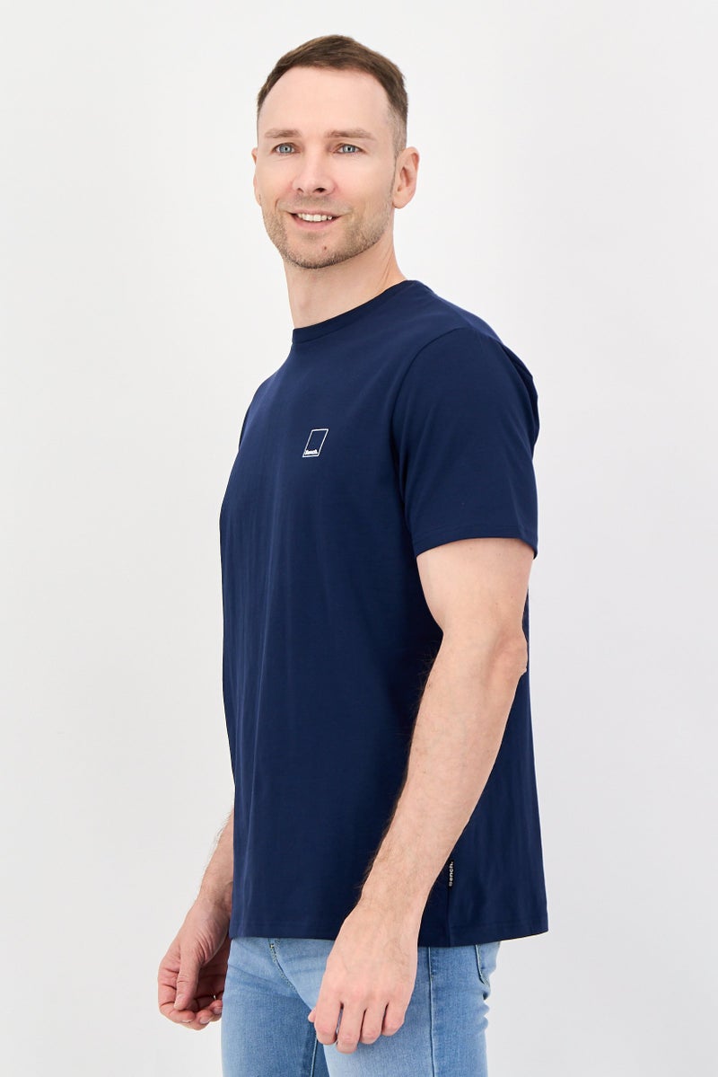 Bench Men Crew Neck Short Sleeve Brand Logo T-Shirts, Navy - Image 3